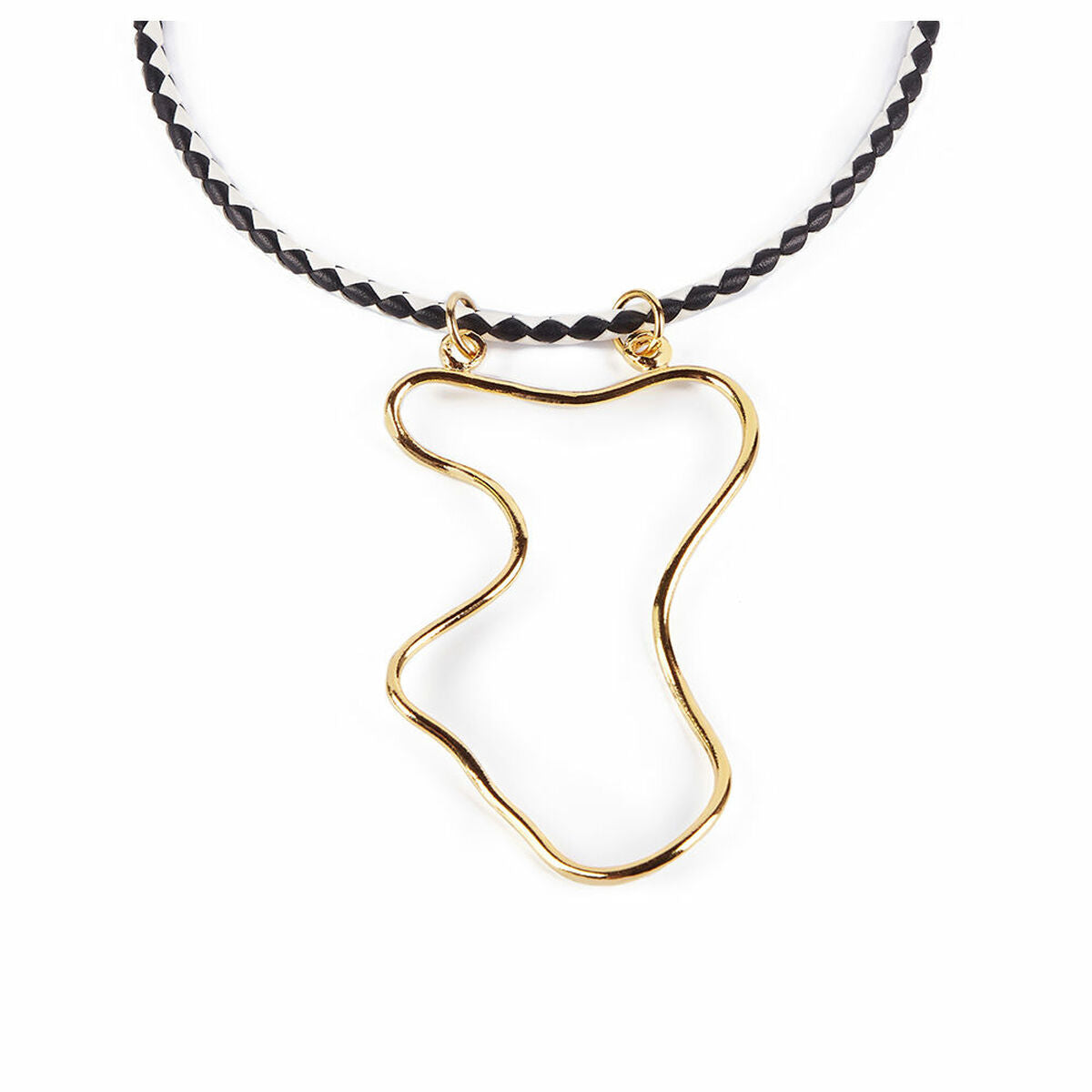 Collar Mujer Shabama Malawi Latón Bañado en flash dorado Cuero 38 cm