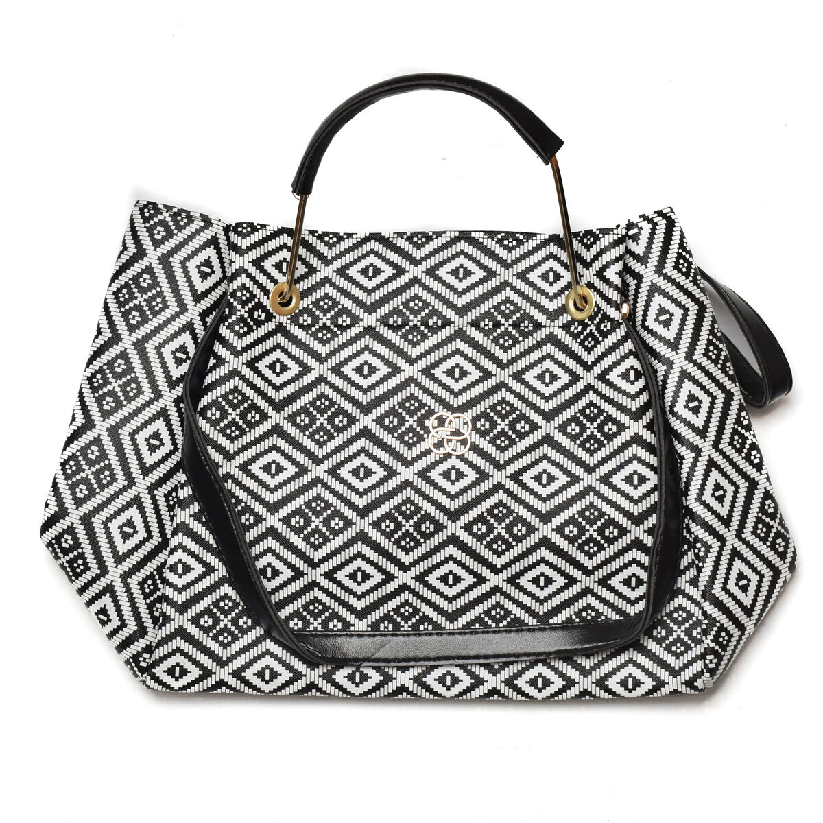 Bolso Mujer Madamra 128-SIYAH-BEYAZ Blanco 30 x 26 x 12 cm