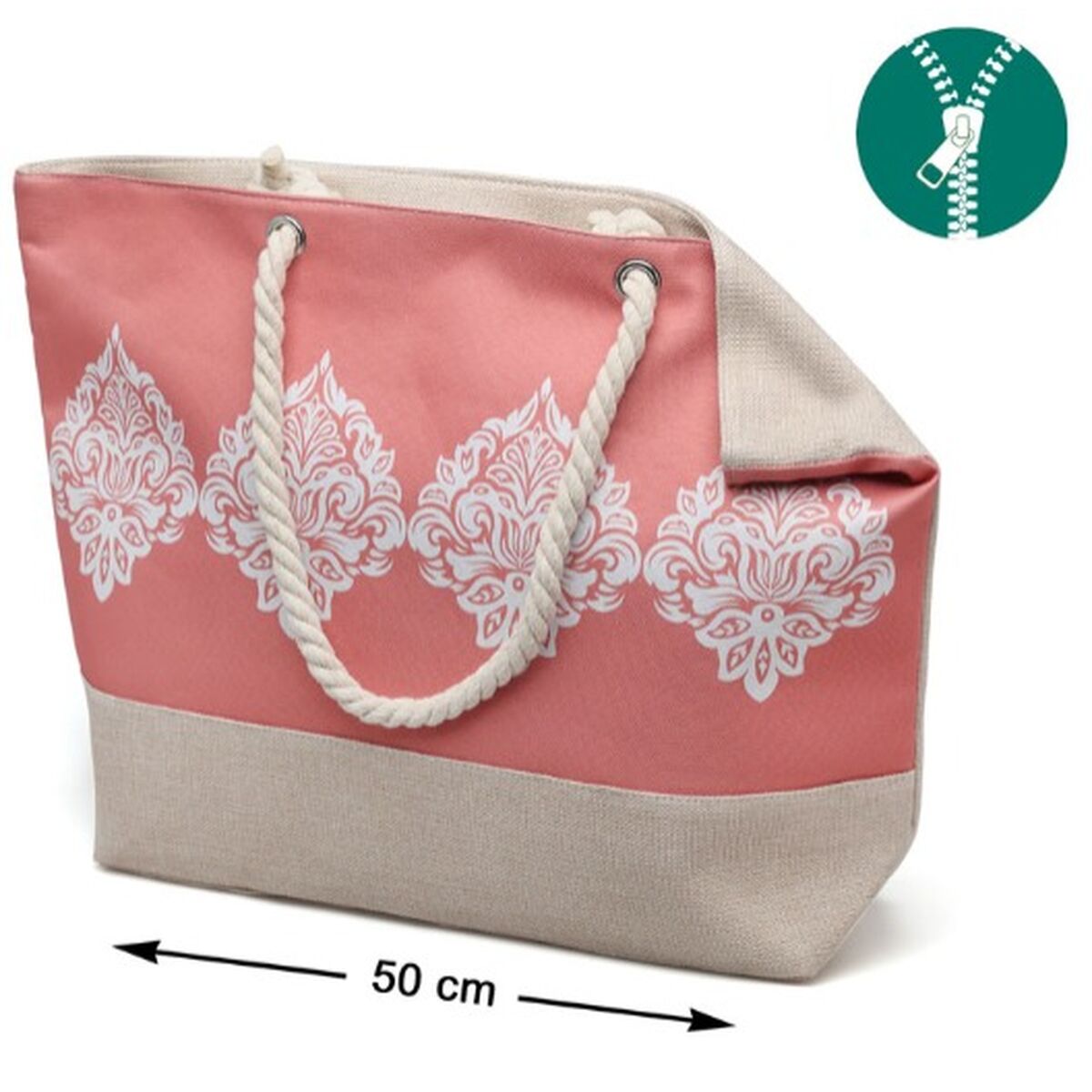 Bolso Damasco Coral Playa 54 x 36,5 x 14 cm