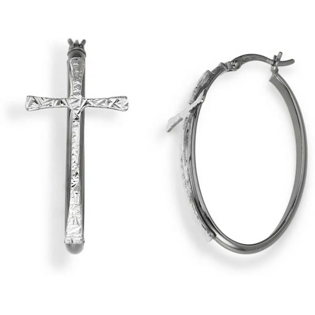 Pendientes Mujer Amen CERCHIO E CROCE BLACK - Joyería Mujer