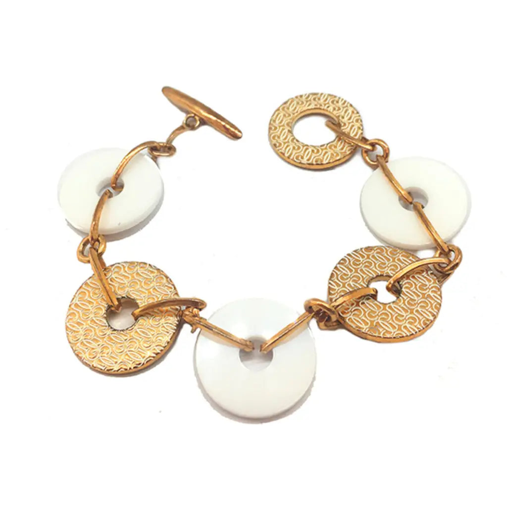 Pulsera Mujer Guess CWB10902 Cerámica Dorado Acero Blanco